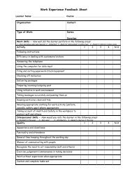 Work Experience Feedback Sheet