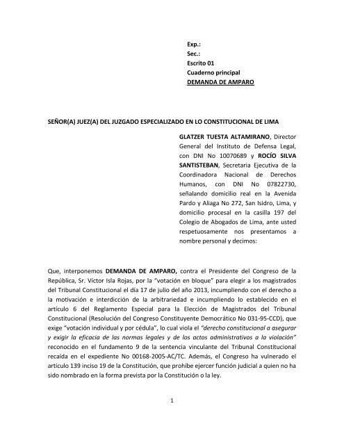 demanda de amparo - Coordinadora Nacional de Derechos ...