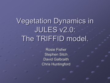 Vegetation Dynamics in JULES: The TRIFFID model.