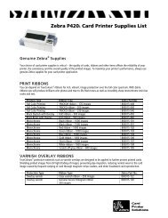 Zebra P420i Card Printer Supplies List