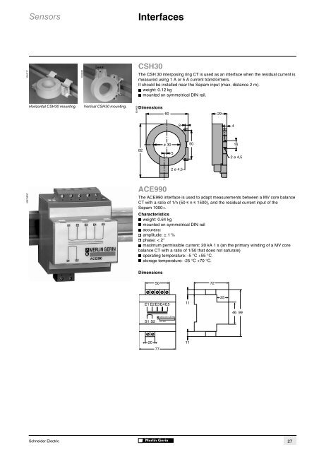 Connection schemes Sepam 1000+ series 40 - Trinet