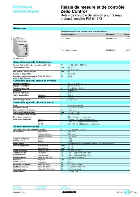 Relais de mesure et de contrÃ´le Zelio Control - Trinet