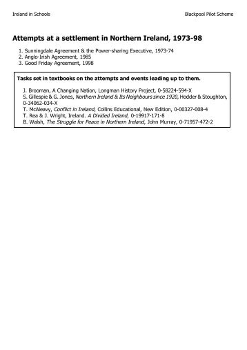 Attempts at a settlement in Northern Ireland, 1973-98 - Iisresource.org