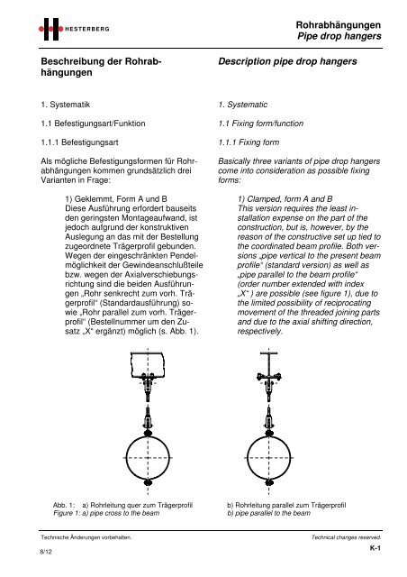 Hesterberg GmbH - Chapter pipe drop hangers