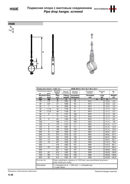 Hesterberg GmbH - Chapter pipe drop hangers