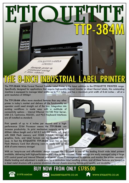 download the etiquette ttp-384m label printer product brochure