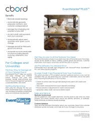 EventMasterÂ® PLUS! - CBORD Solutions for Two-Year Institutions