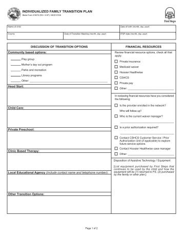 INDIVIDUALIZED FAMILY TRANSITION PLAN - Forms