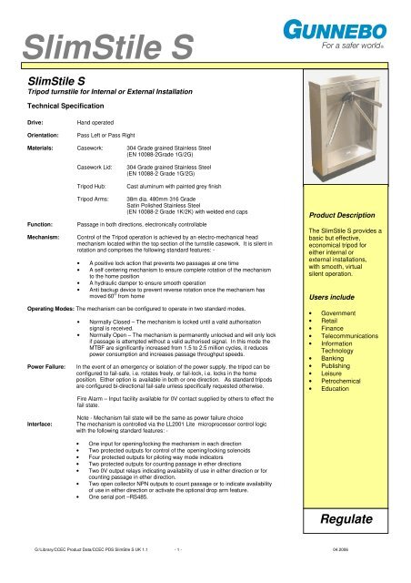 Gunnebo SlimStile S - SMP