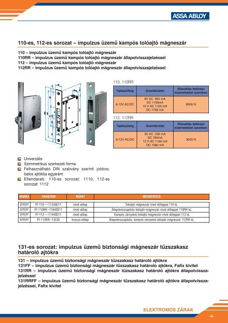 ELEKTROMOS ZÃRFOGADÃK EFFEFF E7 sorozat ... - SMP