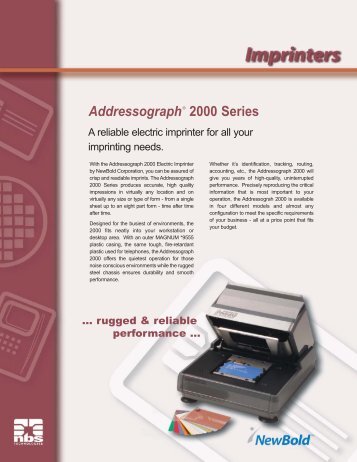 Addressograph 2000 brochure - Plastic Card Solutions, Inc.