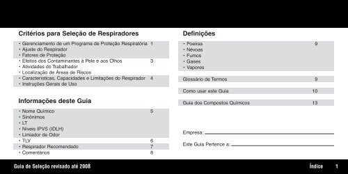 Guia 3M para seleção de Respiradores - Segurança no Trabalho