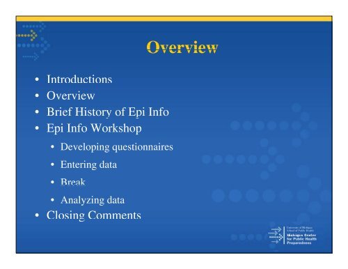 Introduction to Epi Info - Office of Public Health Practice