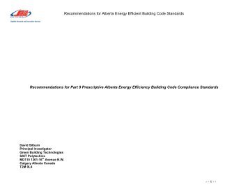 Recommendations for Alberta Energy Efficient Building Code ...