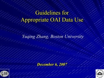 Guidelines for Appropriate Use of OAI Data