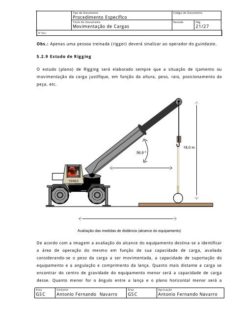 Procedimento para movimentação de cargas. - AreaSeg