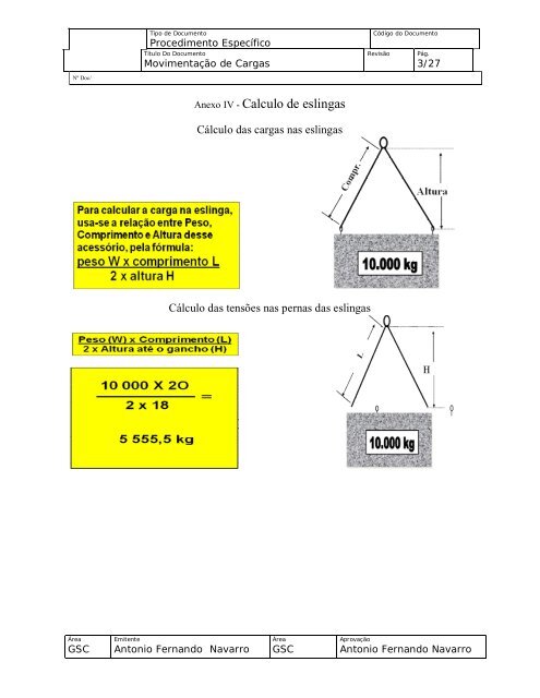 Procedimento para movimentação de cargas. - AreaSeg