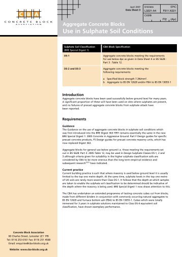 Use in Sulphate Soil Conditions - Concrete Block Association