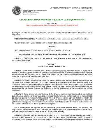 ley federal para prevenir y eliminar la discriminación - CONAVIM