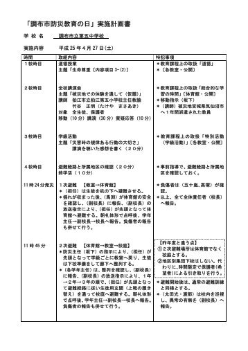 「調布市防災教育の日」実施計画書