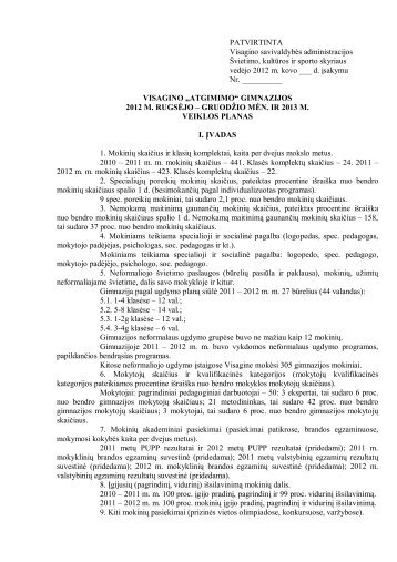 gimnazijos 2012 - 2013 metų veiklos planas - Visagino „Atgimimo ...