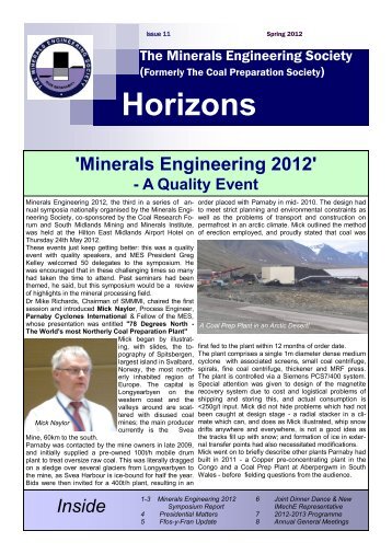 Issue No.12 Summer 2012 - Minerals Engineering Society