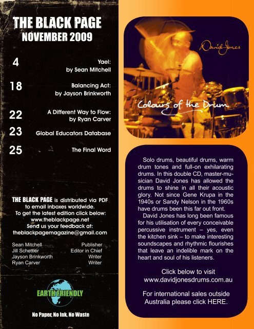 NOVEMBER 2009 - The Black Page Online Drum Magazine