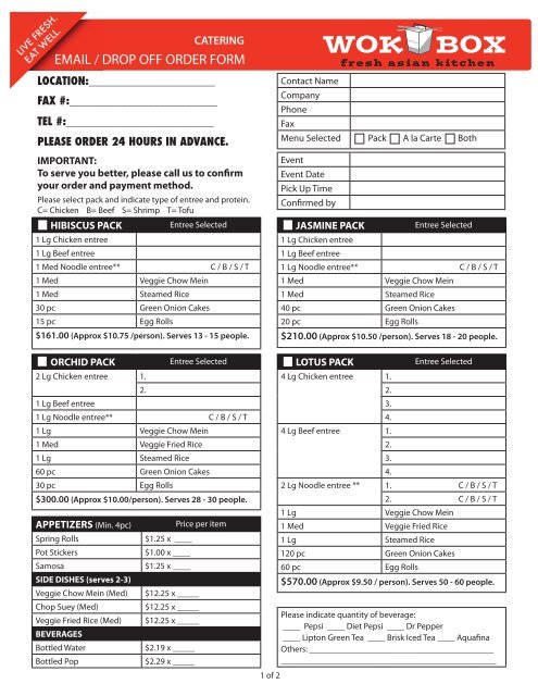 cater form - Wok Box