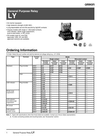 LY General Purpose Relay Data Sheet - Senior Design