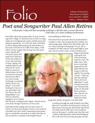 Poet and Songwriter Paul Allen Retires - Department of English