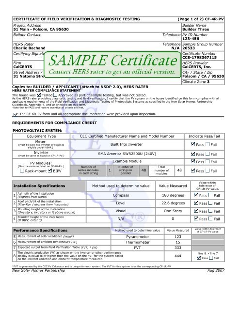 Form CF-4R-PV Sample - Go Solar California