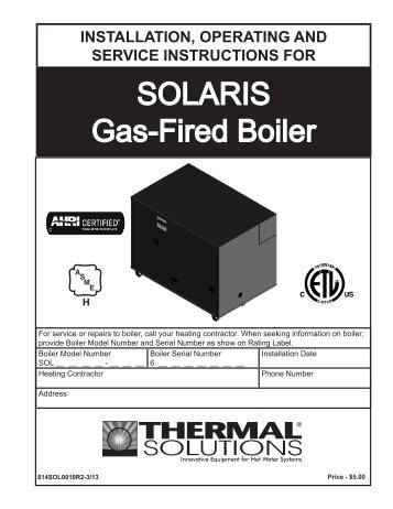Solaris Boilers - Categories On Thermal Solutions Products LLC