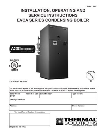 I&O Manual - EVCA - Categories On Thermal Solutions Products LLC