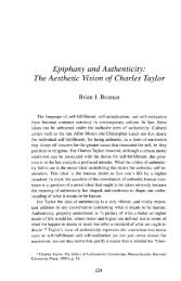 Epiphany and Authenticity: The Aesthetic Vision of Charles Taylor