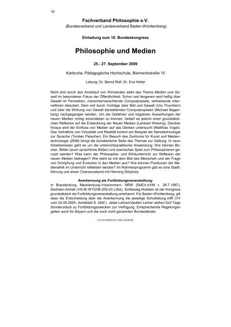 Mitteilungen 49/2009 - Fachverband Philosophie e.v.