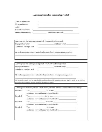 Ouderschapsverlof, aanvraagformulier (pdf- 49Kb) - Gemeente Houten
