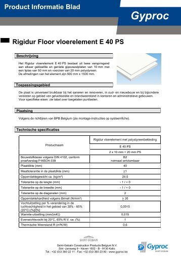 2.4.2.6 Rigidur E 40 PS NL - Gyproc