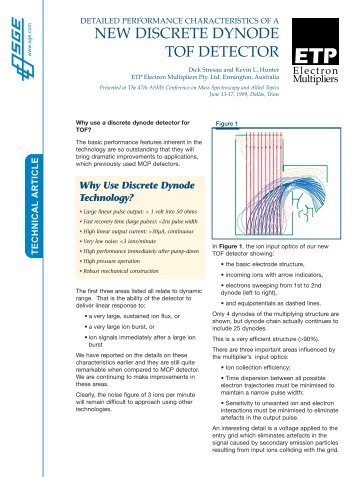 NEW DISCRETE DYNODE TOF DETECTOR