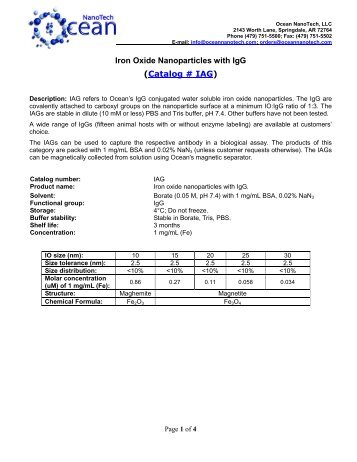 Specification Sheet - Ocean NanoTech, LLC