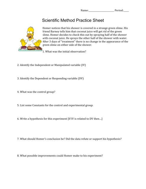 Scientific Method Practice Sheet