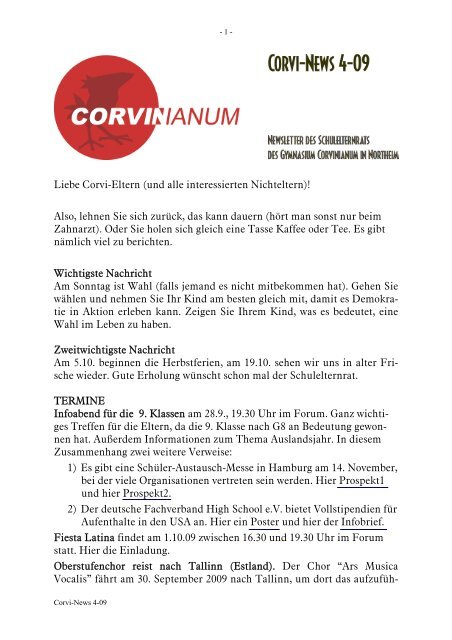 Corvi-News 4-09 - Corvinianum Northeim