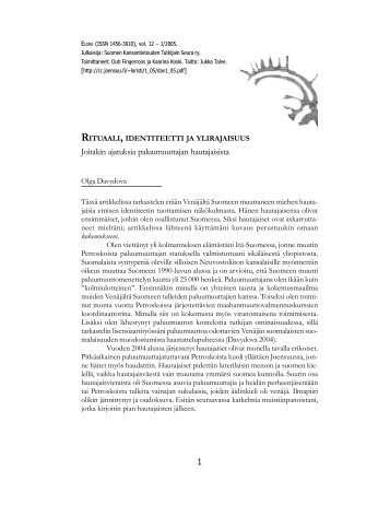 Rituaali, identiteetti ja ylirajaisuus (PDF 183 kt) - Elore