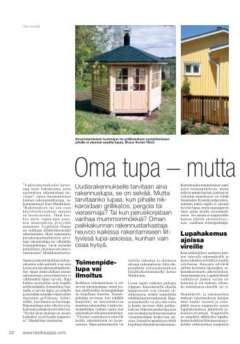 Oma tupa - mutta mistÃ¤ lupa?