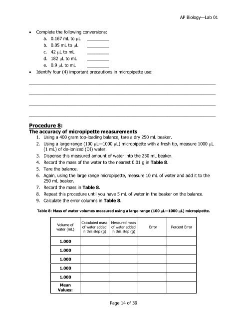 LAB 1 â Biology Lab Skills