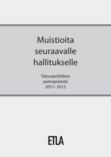 Muistioita seuraavalle hallitukselle - Index of - Etla