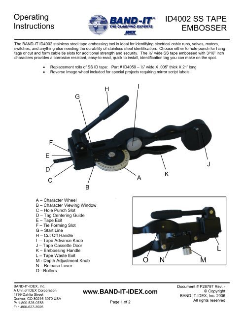 C00169 Hand Tool Operating Instructions - Band-It