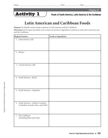 Activity 1 Latin American and Caribbean Foods