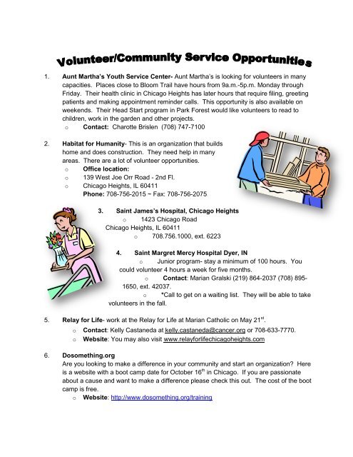 community service opportunities.pdf - Bloom Trail High School
