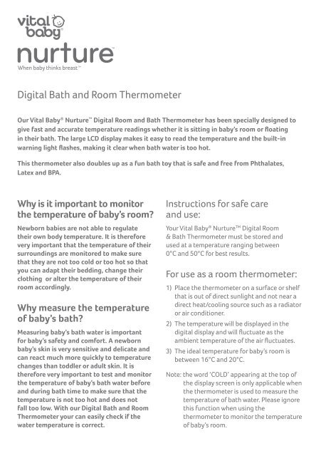 Digital Bath And Room Thermometer Vital Baby