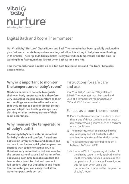 Digital Bath and Room Thermometer - Vital Baby